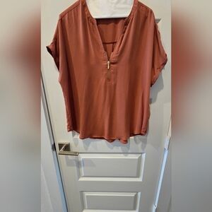 Women's Rust V-Neck Top